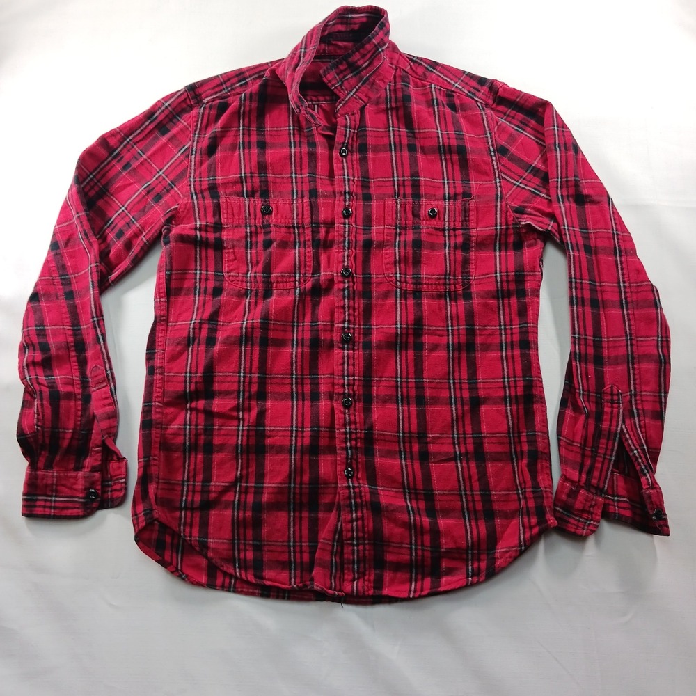 J.Crew Mens Red Black Plaid Flannel Button Down Shirt Medium Sportsmen Outfitter